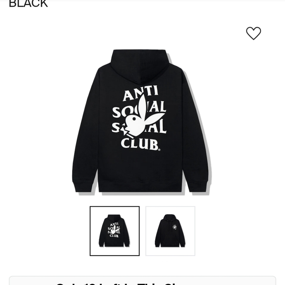 Playboy/Anti Social club hoodie. Size S Black